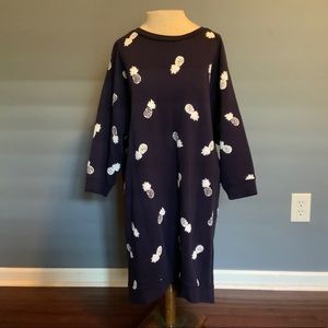 Lord & Taylor Navy Blue Pineapple Sweater Dress